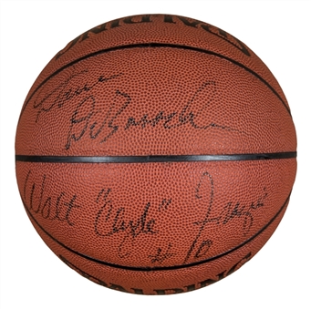 New York Knicks Multi Signed Spalding Basketball With 4 Signatures: Monroe, Frazier, Beard & DeBusschere (Beckett)